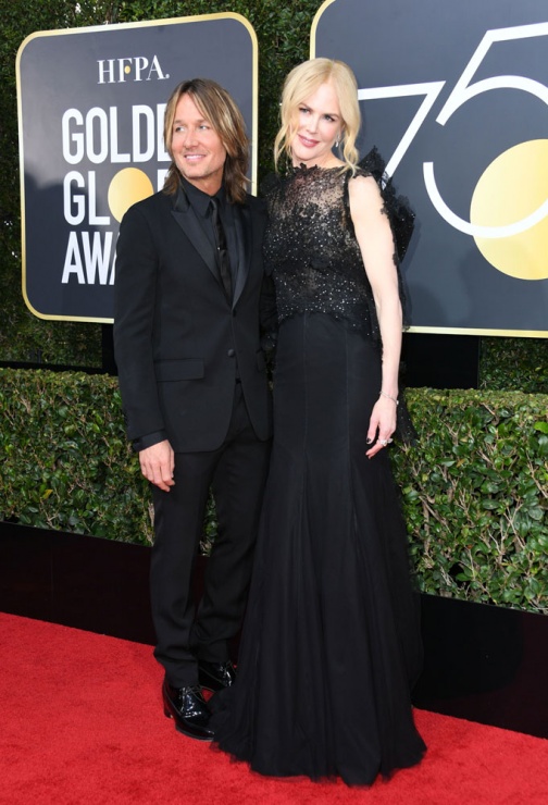 Keith Urban y Nicole Kidman en la alfombra roja de los Globos de Oro 2018