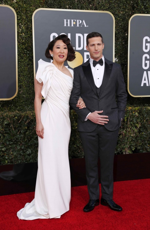 Sandra Oh and Andy Samberg, en la alfombra roja de la alfombra roja de los Globos de Oro 2019