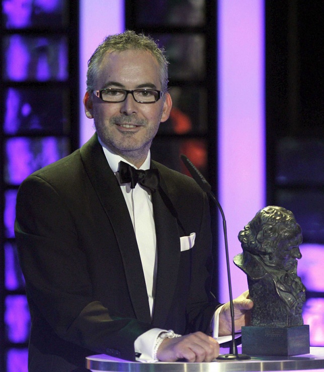 El realizador Pedro Solis García tras recibir el Goya al "Mejor cortometraje de animación", por su trabajo "Cuerdas"