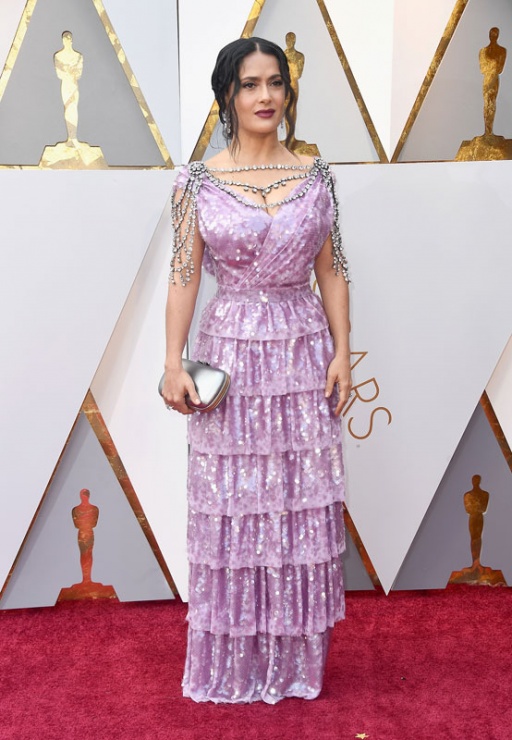 Salma Hayek, una de las  peor vestidas de la alfombra roja de los Oscars 2018